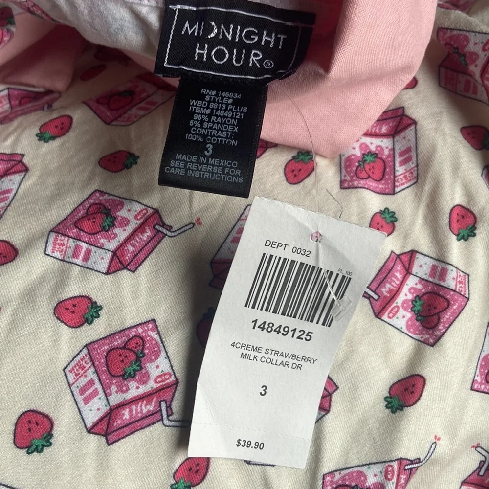 NWT Midnight Hour Strawberry Milk Carton Collar Dress Women's Plus Size 3X - Picture 6 of 10